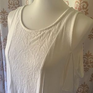 Maurices off white cold shoulder long top with lace panel L